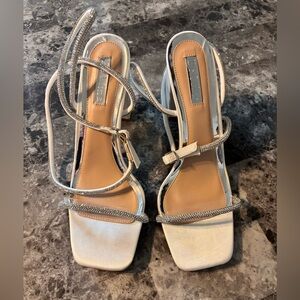 Chic Silver Strappy Women's Heels